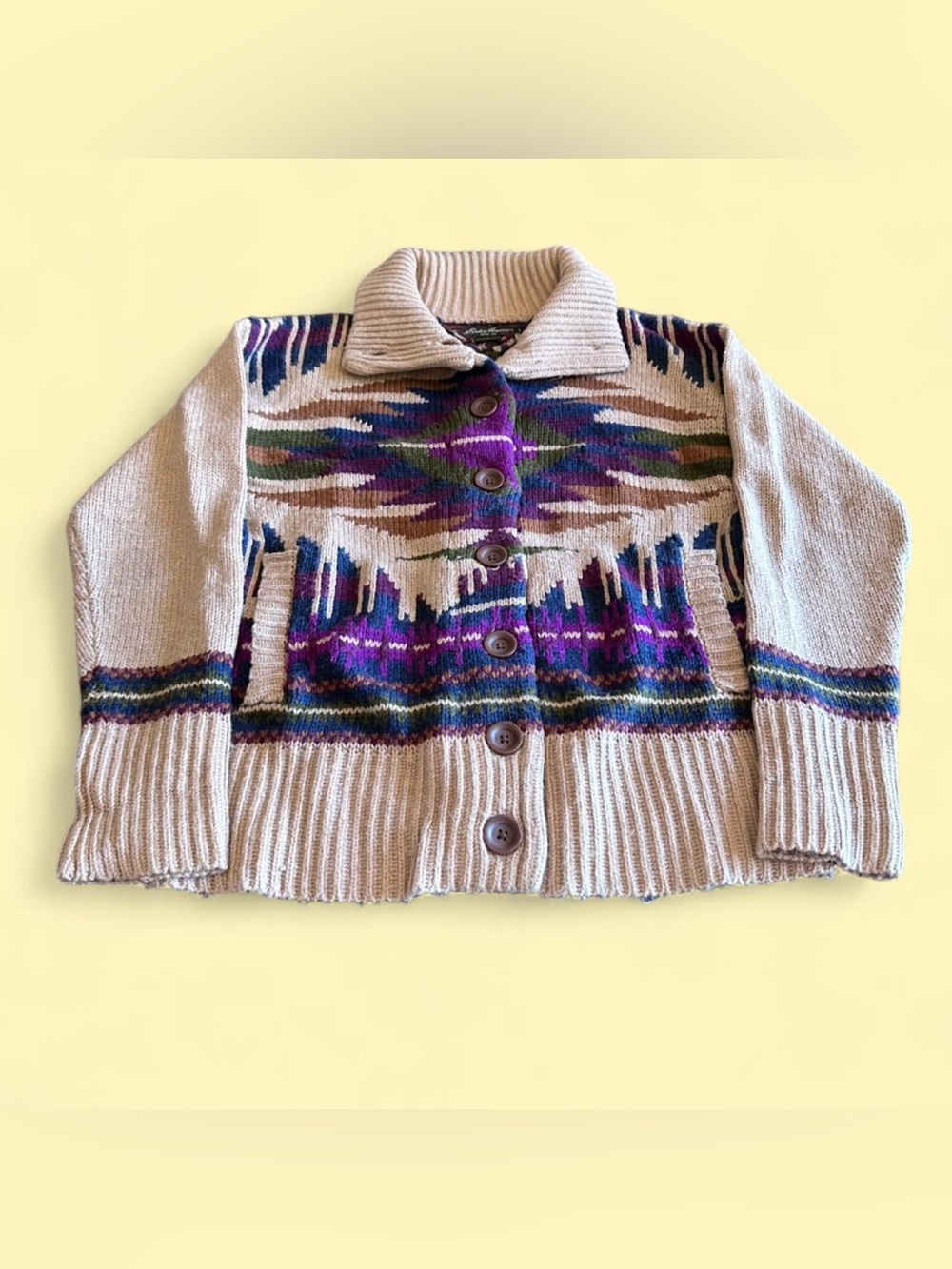Vintage Eddie Bauer Southwestern Knit Cardigan Sweater Women’s Small